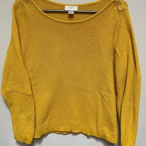LOFT Women's Mustard Crew Neck Sweater